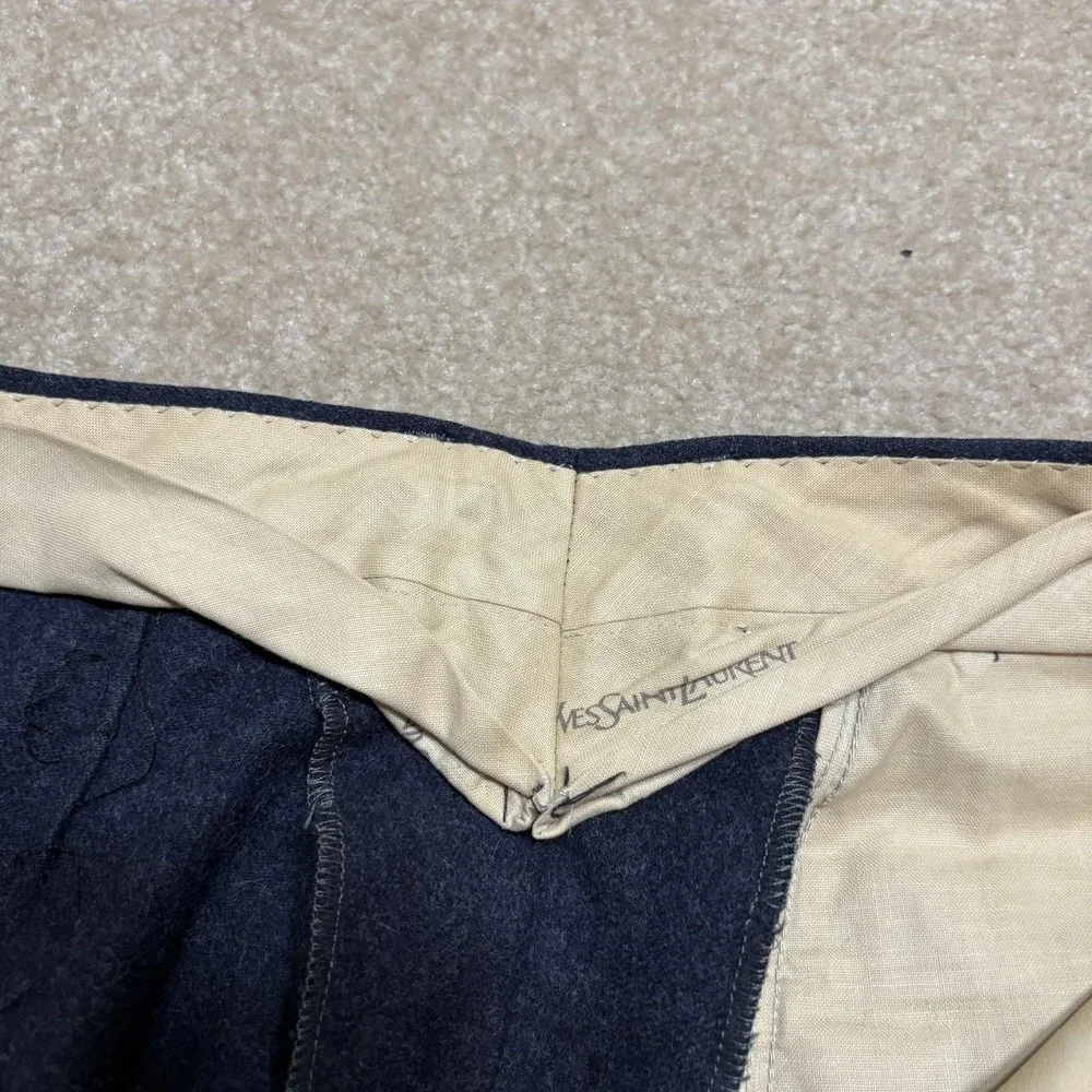 Vtg Yves Saint Laurent Pants Mens 31x30 Navy Wool Pleated Dress Talon 70s‎ 80s